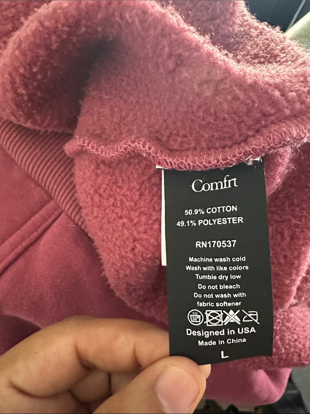COMFRT -First Oversized Hoodie in Rosewood - Women - Picture 9 of 10